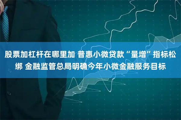 股票加杠杆在哪里加 普惠小微贷款“量增”指标松绑 金融监管总局明确今年小微金融服务目标